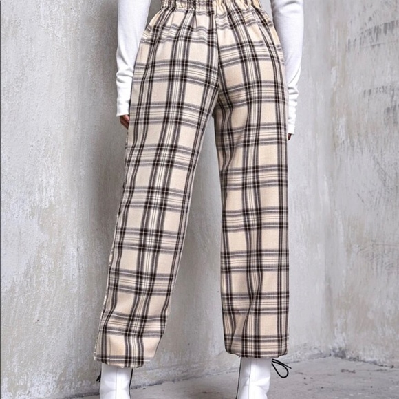 High waist fold pleat tartan paints - Picture 2 of 3